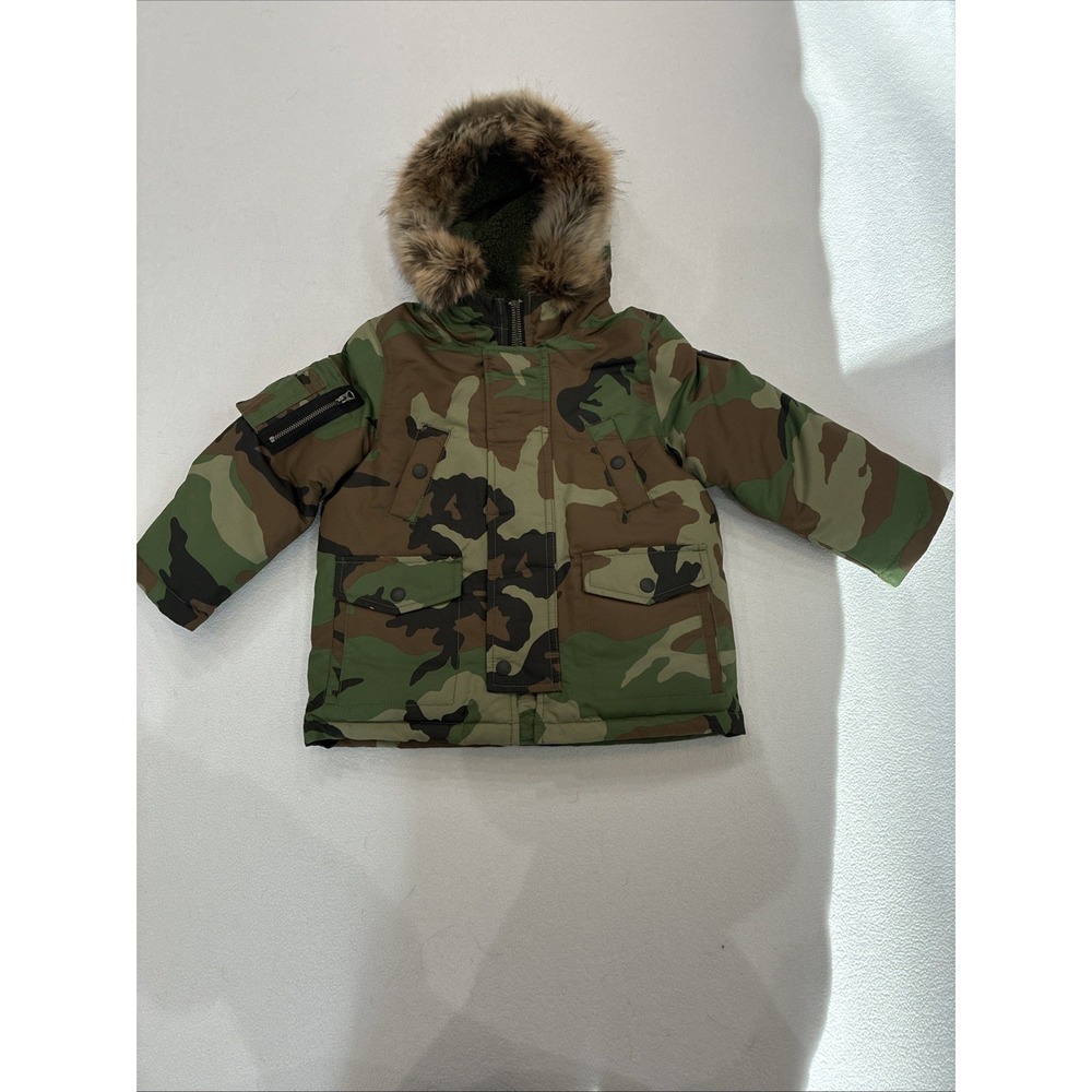 Polo Ralph Lauren Parka Down Jacket Little Boys 3 Green Camo Water Resistant